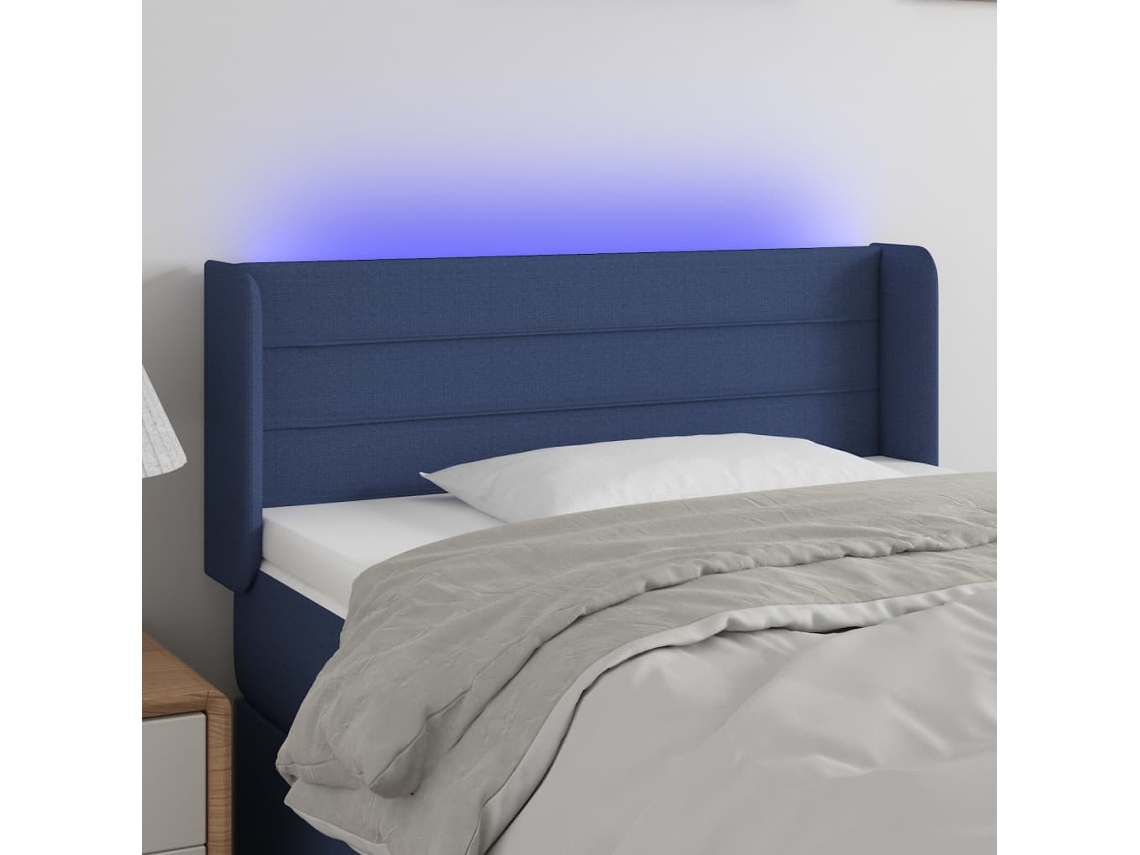 Cabecero Con Led De Tela Azul 103x16x78/88 Cm