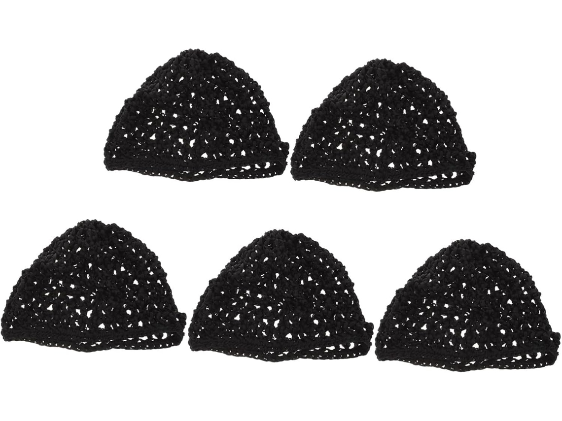Juego de 5 coleteros de crochet, talla única, negros, transpirables, unisex, para dormir. Gokoco