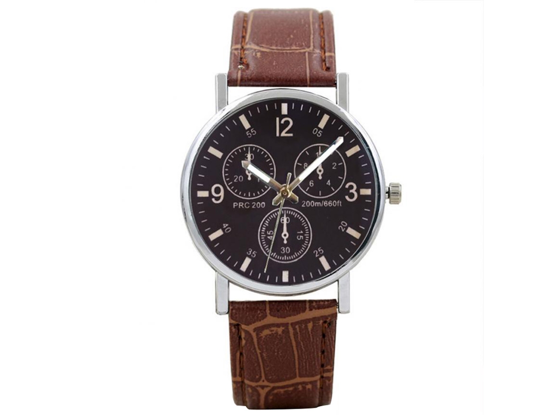 Reloj De Pulsera Casual De Cuarzo Para Hombres Lvpai Simple Fashionable Three Eyes Marrón