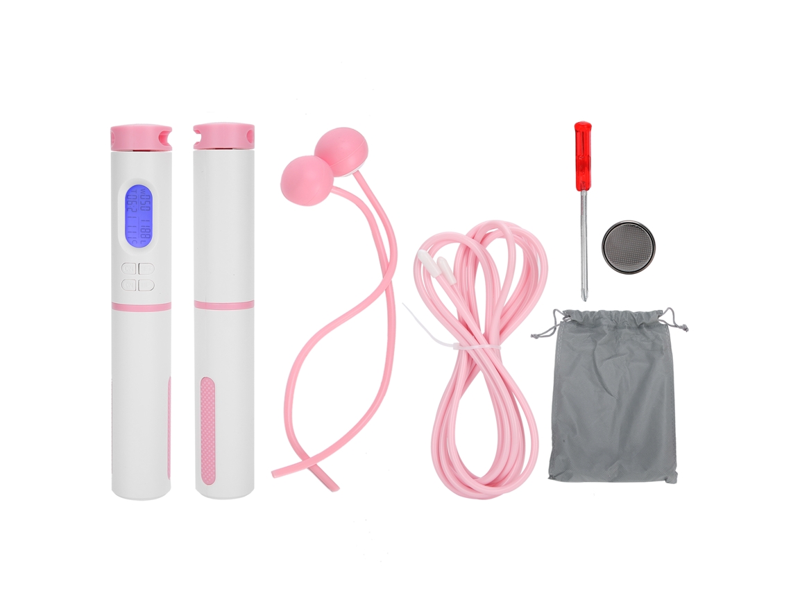 Cuerda Para Saltar Inteligente Con Conteo Y Cronometraje, Inalámbrica, De Acero, Equipo De Fitness, Rosa/blanco