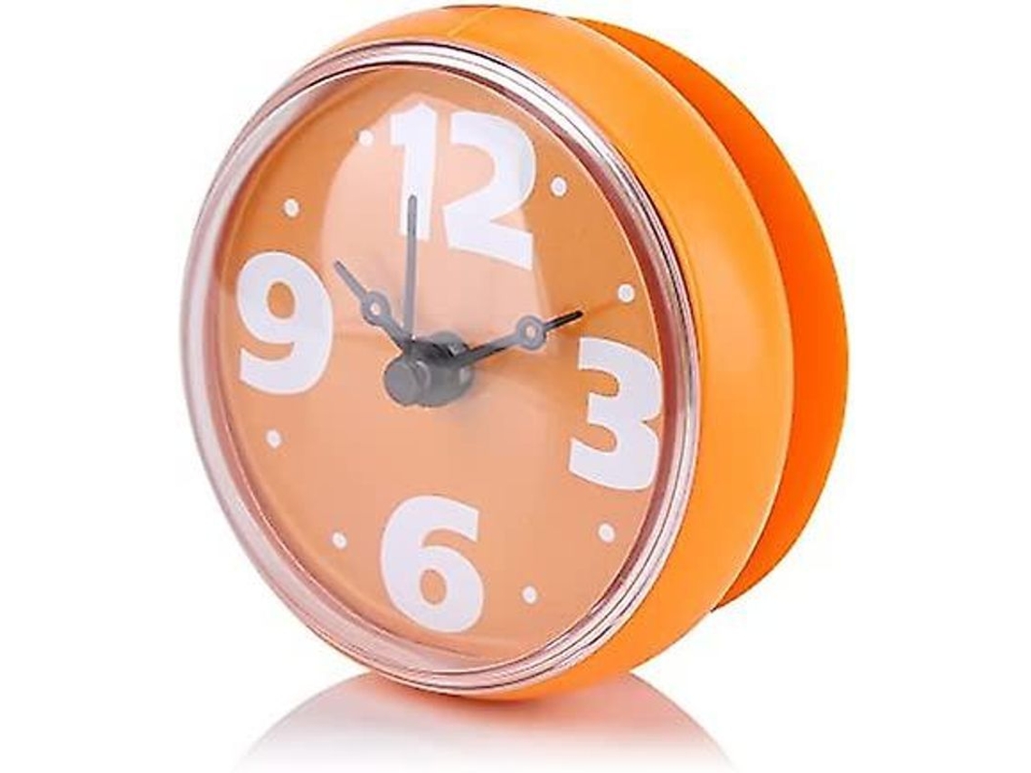 Reloj De Baño Impermeable Con Ventosa Para Pared Espejo Cocina Accesorios Naranja