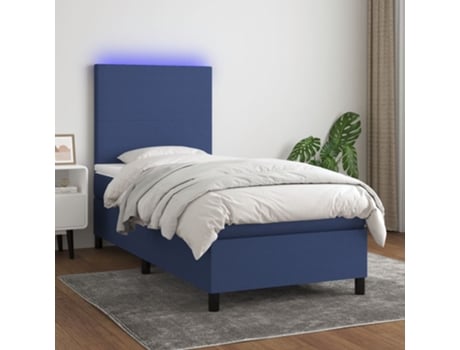 VIDAXL Colchón con somier/LED (Azul - Tela - 90 x 190 cm)