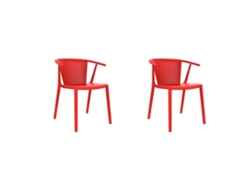 RESOL STEELY Set 2 Silla Con Brazos Interior Exterior Rojo