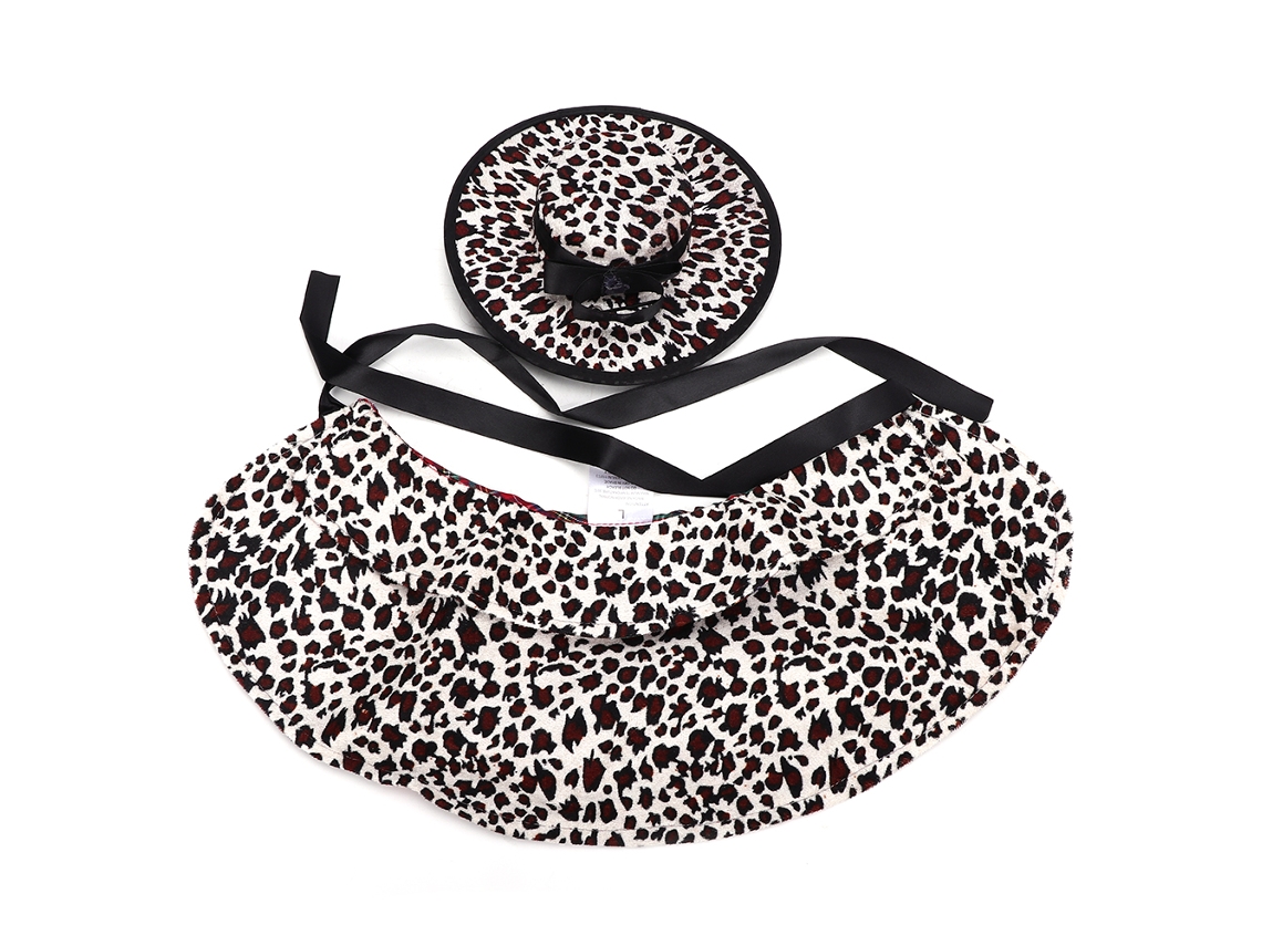 Rebe-roupas E Acessórios De Halloween E Natal Para Gatos E Cães Pequenos, Poliéster, Fantasia, Cabelo, Chapéu, Capa, Leopardo Branco, S, Pf32
