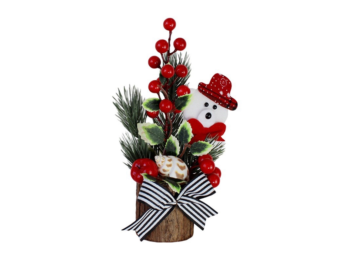 Árbol De Navidad Miniatura De Pe Para Decoración De Mesa Con Bayas Rojas, Portátil.
