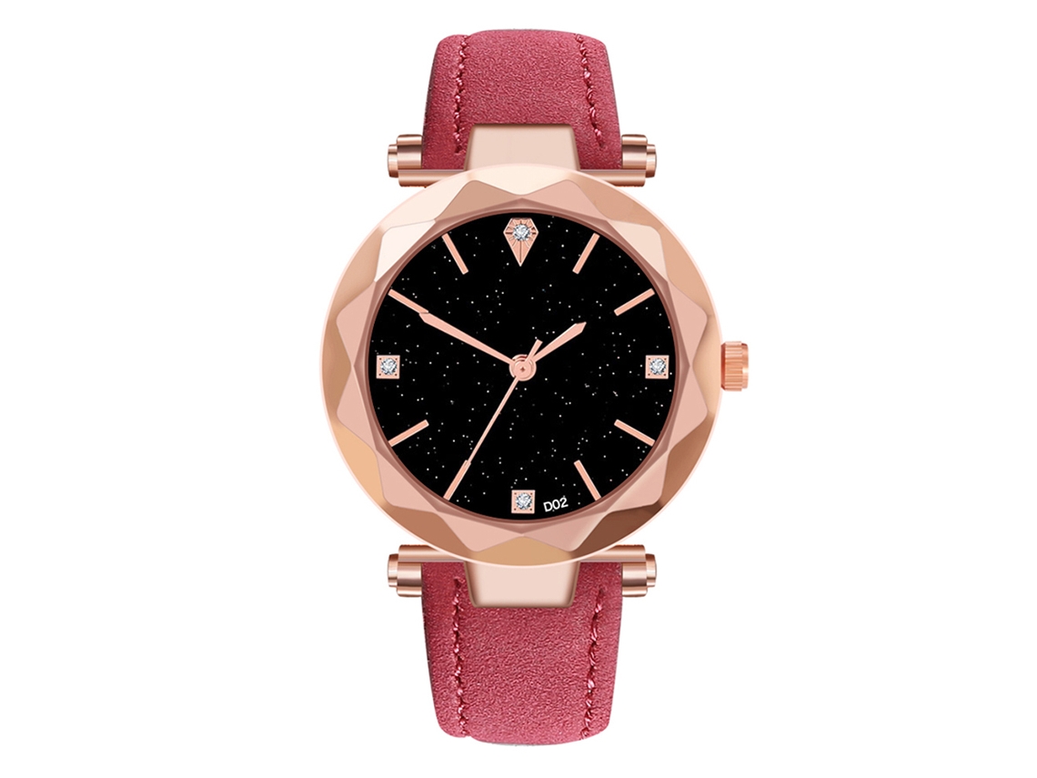 Reloj De Pulsera De Cuarzo Para Mujer En Piel Sintética Rosa Y Roja, Elegante E Informal.
