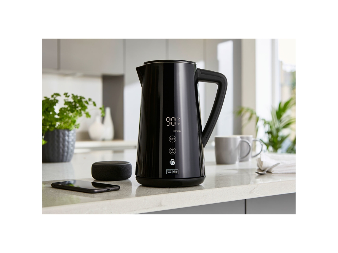 Alexa Hervidor Agua Eléctrico Inteligente SWAN SK14650BLKNEU WIFI Smart  Kettle 15L Inalámbrico Control Táctil LED