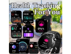 Reloj inteligente con monitor de actividad física para hombre, con función de teléfono, control de la frecuencia cardíaca y la presión arterial, resistente al agua, color negro. Bestvite