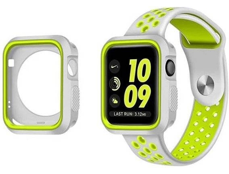 Carcasa Military + Correa SportyStyle PHONECARE Apple iWatch Series SE - 40mm Gris y Verde Fluorescente