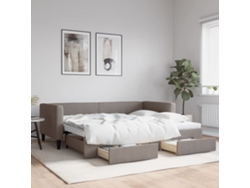 Sofá Cama Nido Con Cajones Tela Gris Taupe 90x200 Cm