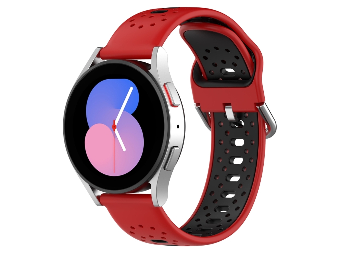 Bracelete Para Samsung Galaxy Watch 4 Classic (46mm) - Silicone Respirável Duas Cores (20mm) - Vermelho + Preto