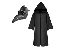 Disfraz de médico de la peste con capucha y máscara de pico largo para fiesta de Halloween y cosplay para niños y adultos 03 Niño 140