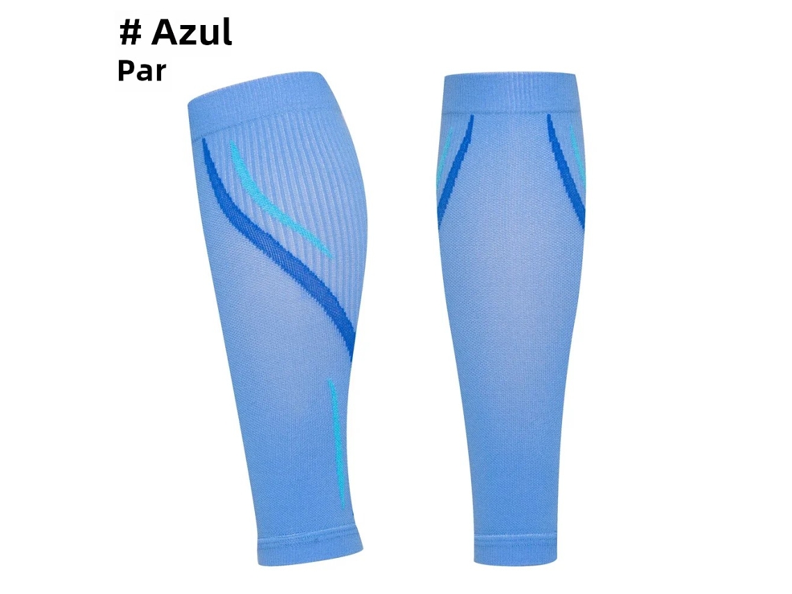 Mangas de compresión para pantorrillas (20-30 mmHg), calcetines de compresión sin pie Mdug (azul pequeño)