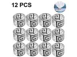 Juego de 12 servilleteros metálicos brillantes y elegantes para mesas de boda, fiestas, festividades y reuniones familiares.