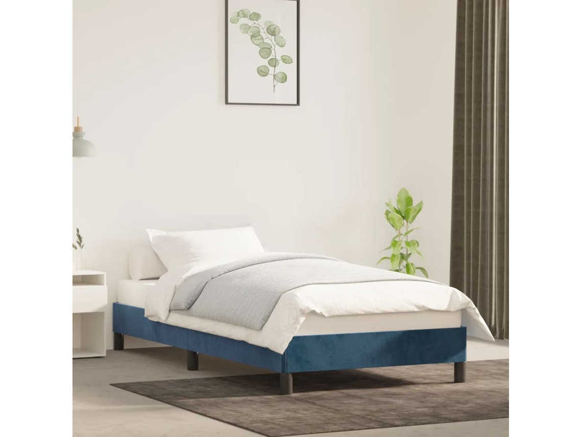 Estructura De Cama Sin Colchón Terciopelo Azul Oscuro 80x200 Cm