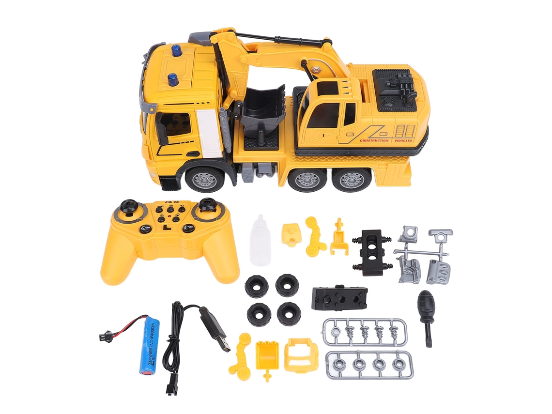 Coche De Juguete De Ingeniería Rc, 11 Canales, Excavadora, Control Remoto Con Luz Y Sonido, 2.4g Para Niños