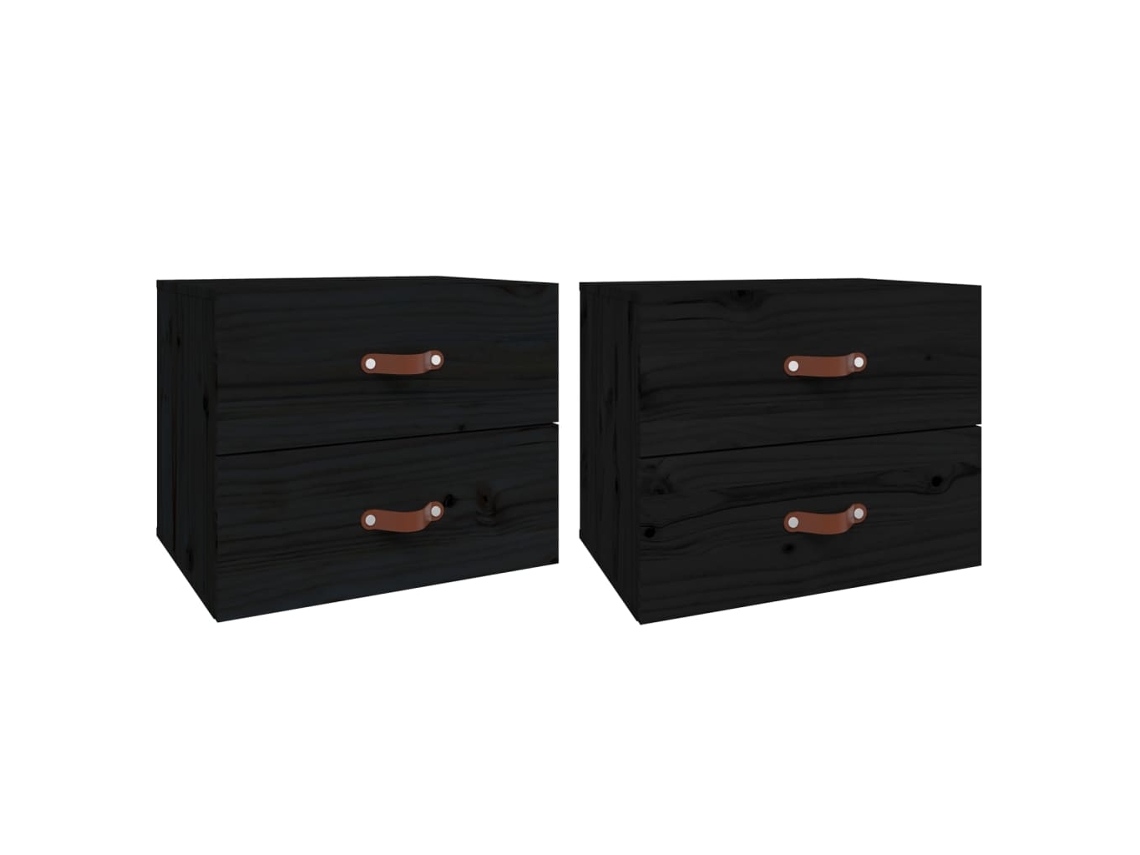 Maison Exclusive - Mesitas De Noche De Pared 2 Uds Negro 50x36x40 Cm