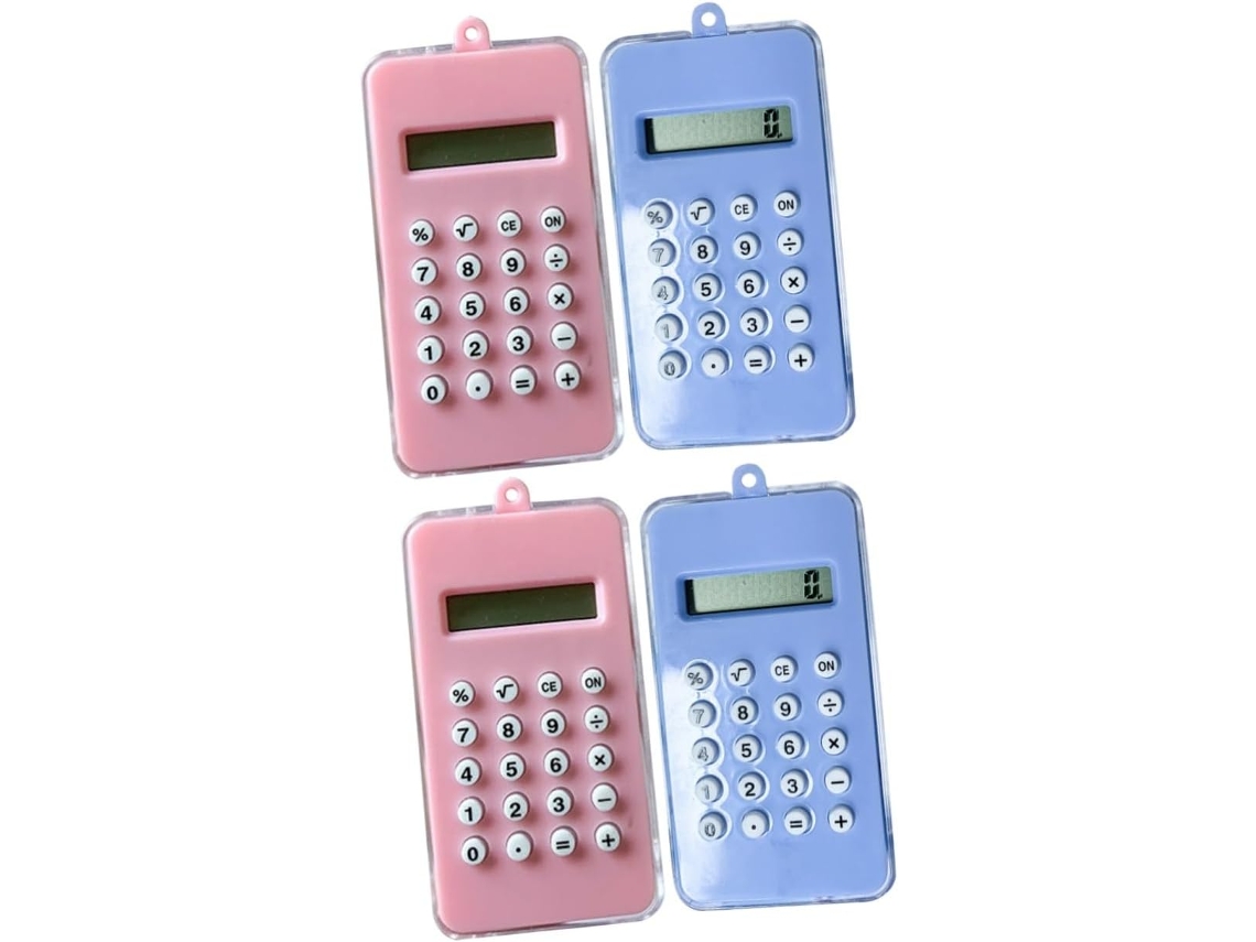 Mini calculadora portátil con diseño divertido, calculadora de bolsillo, color aleatorio, 2 unidades Gokoco