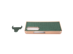 Capa Protetora De Couro Real Para Samsung Galaxy Z Fold 4 Padrão Crocodilo Verde Anti-rasgos