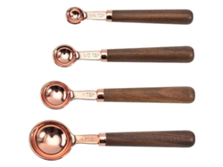 2026da-cucharaditas De Medida Acero Inoxidable 4 Piezas Con Mango De Madera Para Repostería Y Cocina