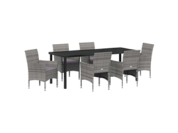 Maison Exclusive - Conjunto De Comedor De Jardín 7 Pcs Gris Ratán Sintético