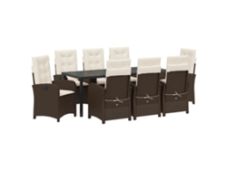 Maison Exclusive - Conjunto De Comedor De Jardín 9 Pcs Marrón Ratán Sintético