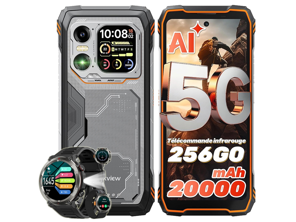 Smartphone 5g Blackview Xplore 1 + W50pro (6.78'' - 36 GB - 256 GB - 20000 mAh - Laranja)