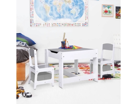 Mesa y silla para niños VIDAXL Blanco Tablero DM (62x62x48 cm)