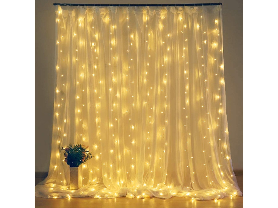 (luz Cálida 4x3m) Cadena De Luces Led En Forma De Lágrima, 8 Modos