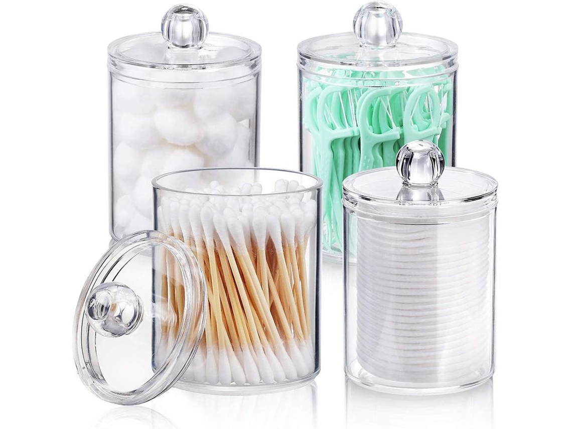 Soporte Pequeño Para Hisopos De Algodón, Frasco Para Medicamentos, Caja Transparente, 4 Piezas