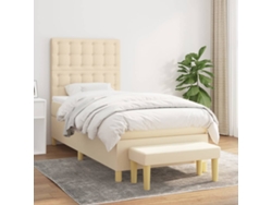 Syfax™ Cama Box Spring Con Colchón Tela Color Crema 100x200 Cm