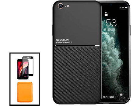 Kit Carcasa Magnética Anti Choque + Cartera + Protector de Pantalla iPhone SE 2022 G4M Negro