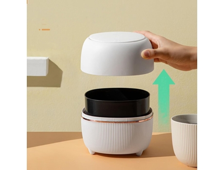 Cubo de basura de plástico Mini cubo de basura de escritorio creativo con tapa Pequeño botón de basura de limpieza de oficina en casa Cubo de almac...