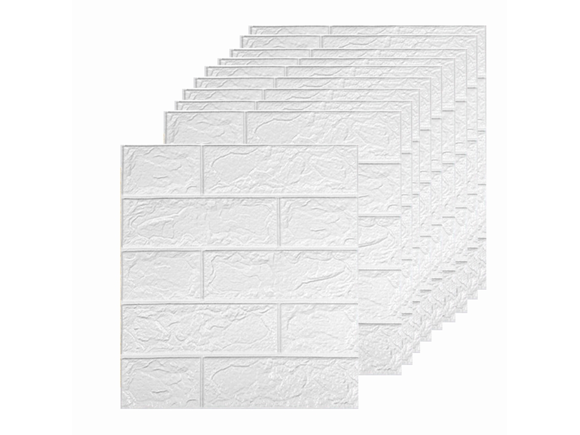 Panel de pared autoadhesivo de imitación de ladrillo blanco, 10 piezas