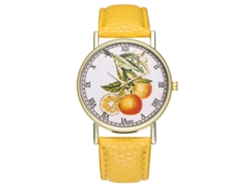 Reloj Casual De Moda Unisex Con Cuarzo Y Correa De Cuero (amarillo)