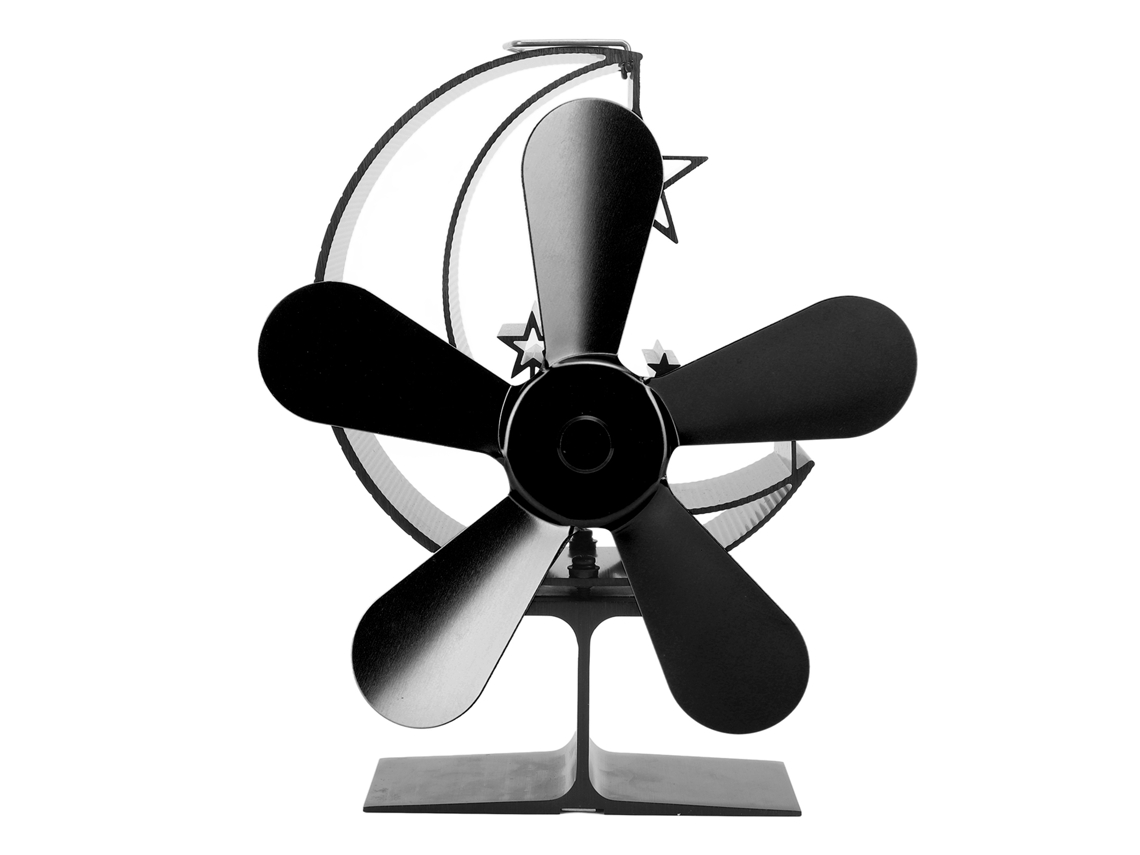 Ventilador De 5 Aspas Para Estufa, De Energía Térmica, Aleación De Aluminio, Disipación Rápida, Para Chimenea De Leña, Negro.
