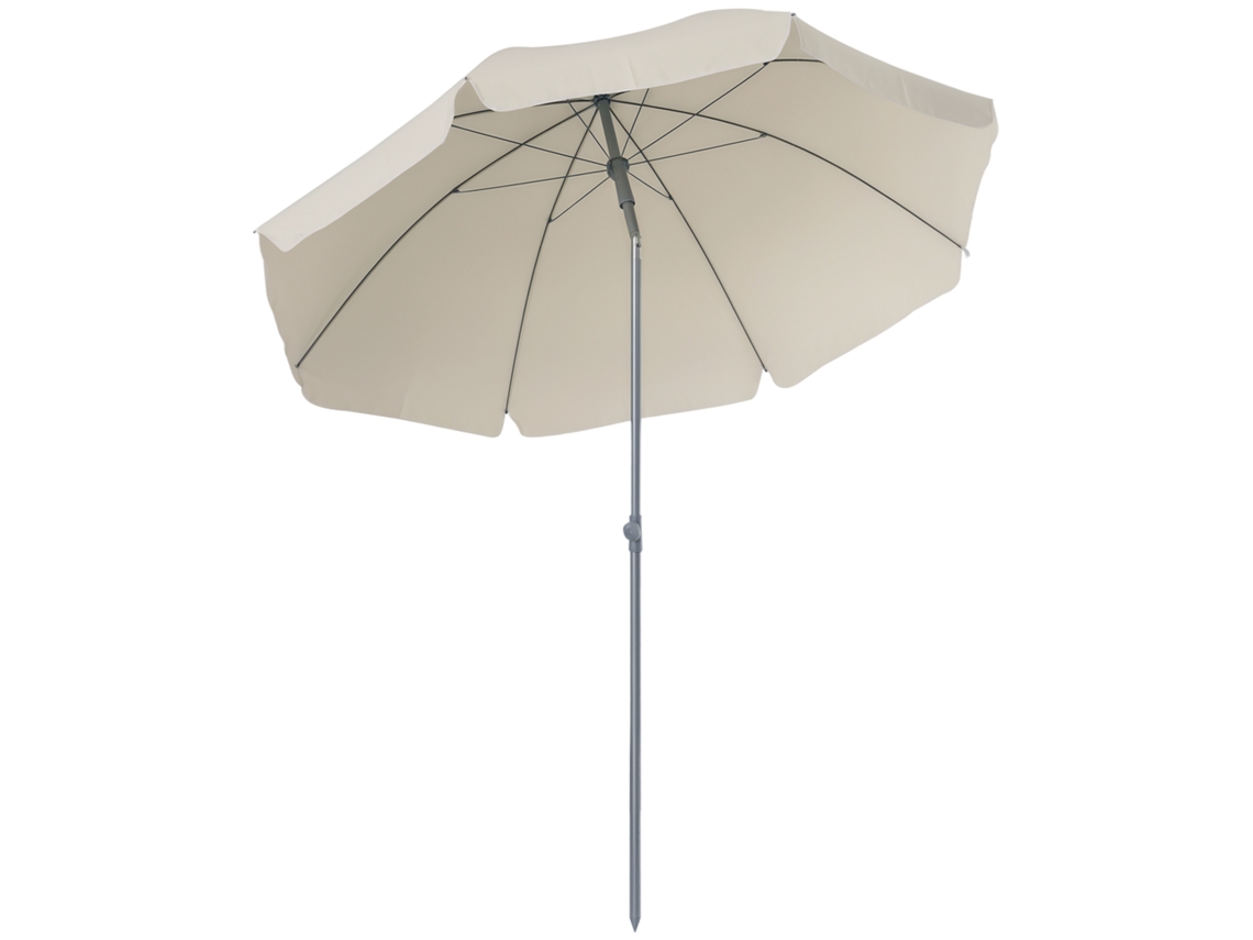 VPMKP - Sombrilla inclinable Outsunny octogonal jardín/playa, Ø2 m, metal y poliéster, bolsa de transporte, crema