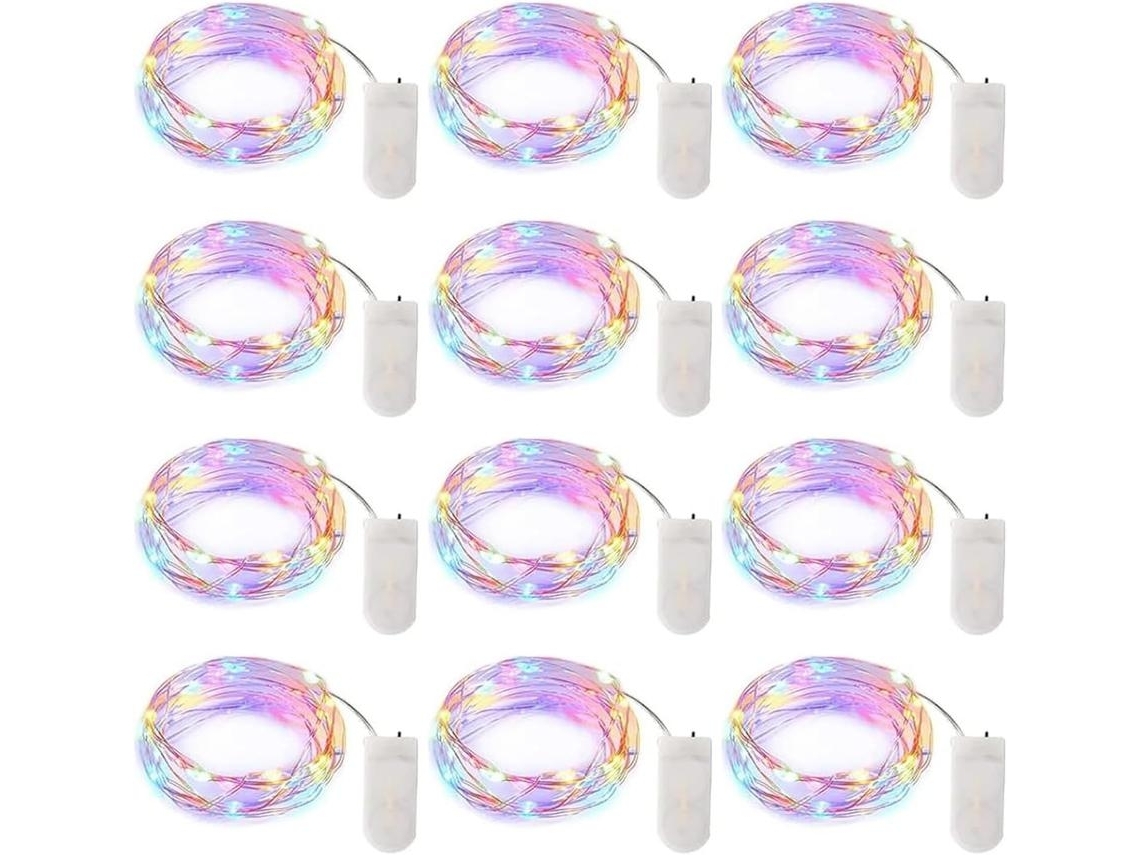 Paquete Con 12 Luces De Hadas Led Por Batería 6 5 Pies 20led Hilo Plateado Impermeable Para Artesanía Haz Tú Fiesta De Navidad Gusshious