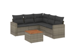 Conjunto 6 de muebles de jardín VIDAXL y cojines ratán sintético gris