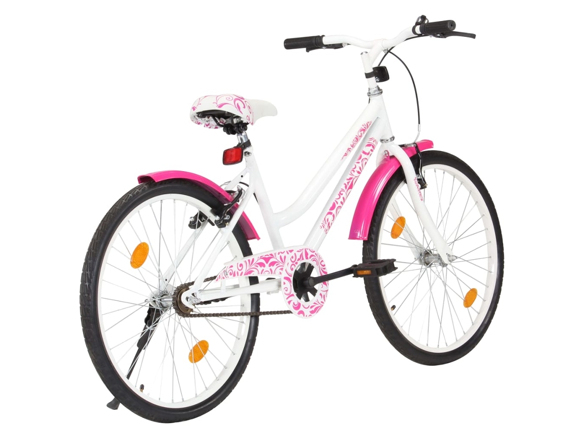 vidaXL Bicicleta para niños 24 pulgadas rosa y blanco