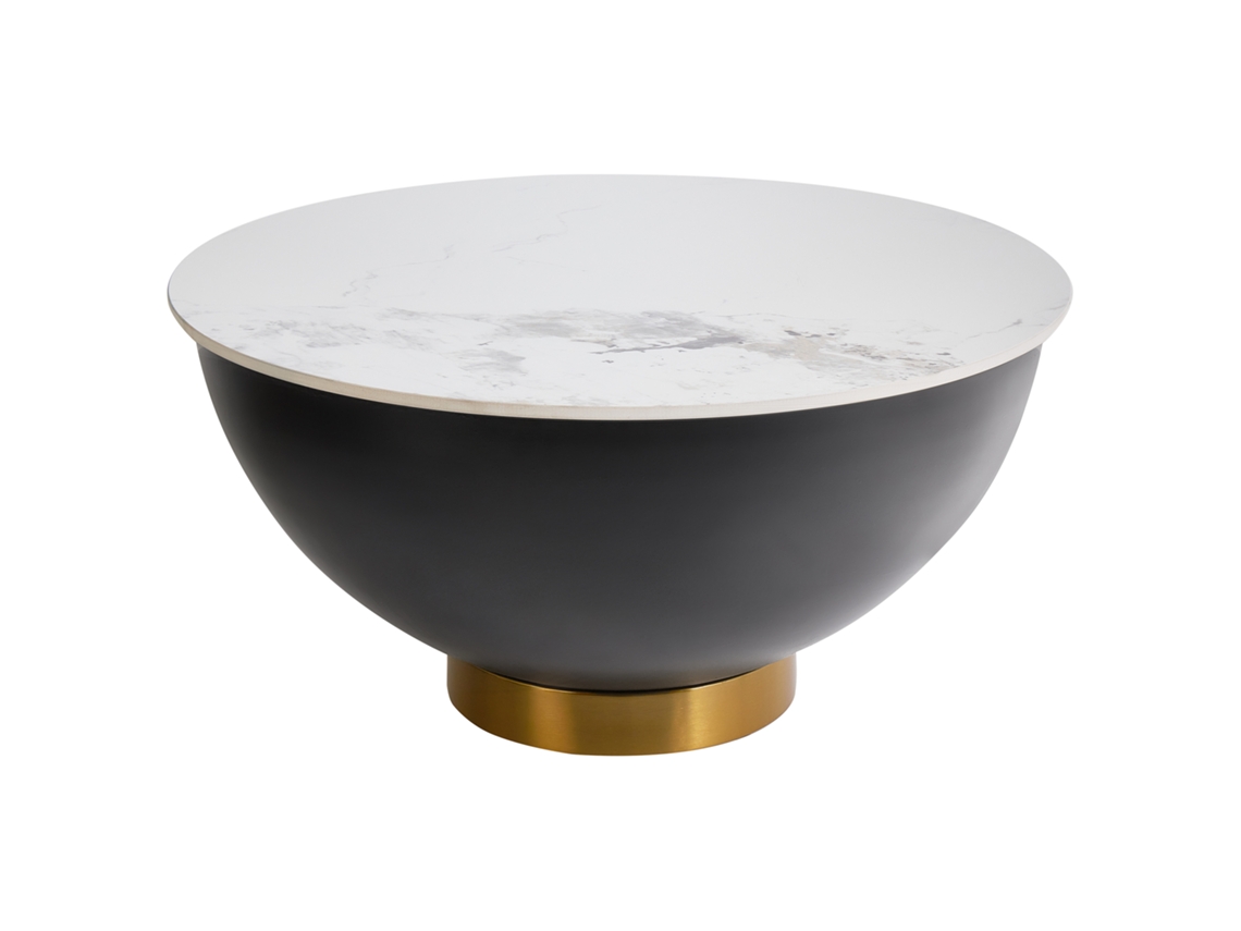 Mesa de almacenaje moderna Beliani Nadine en piedra sinterizada negra (74 x 74 x 37 cm)
