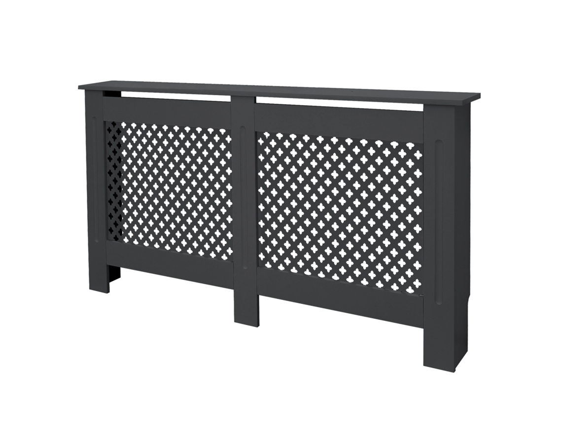 Cubierta para radiador ECD Germany 152x19x82 cm MDF lacado antracita diseño nido de abeja