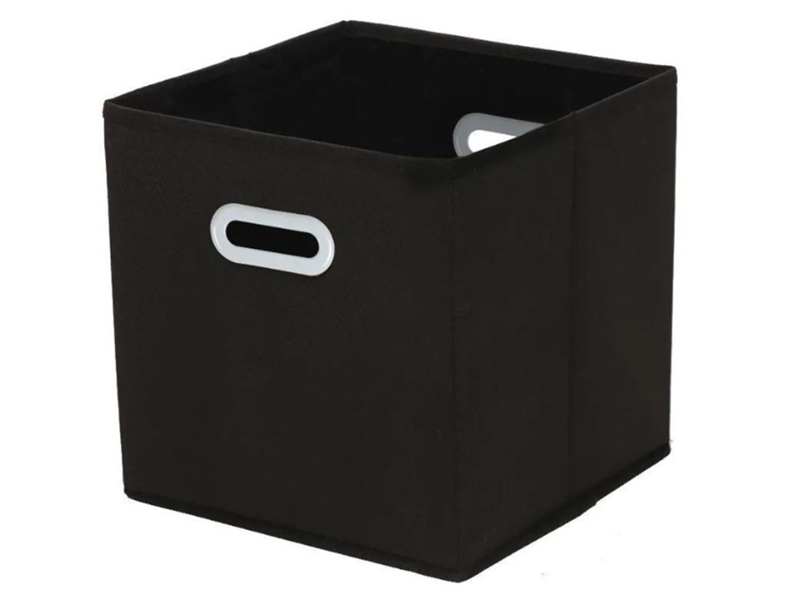Cesta Organizadora Cúbica De Tela Negra Con Dos Asas Plegables Para Guardar Juguetes Y Ropa.