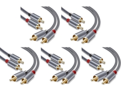 Cable Estéreo 5x, 1,8 M (6 Pies), Doble Blindaje Chapado En Oro Cable De Audio Macho A Macho Para Cine En Casa