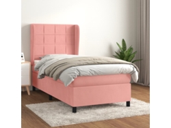 Cama Box Spring Con Colchón Terciopelo Rosa 90x200 Cm
