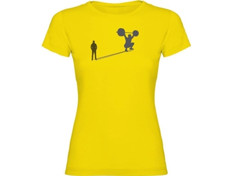 Camiseta para Mujer KRUSKIS Train Shadow Amarillo para Fitness (M)