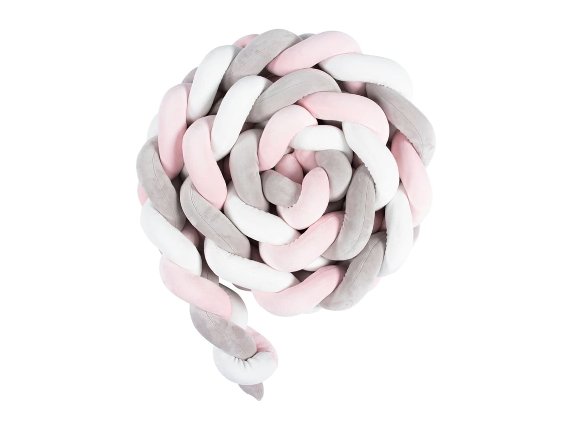 Protector de cuna de terciopelo con estampado de serpiente, blanco, rosa y gris, 200 cm, Yunzii