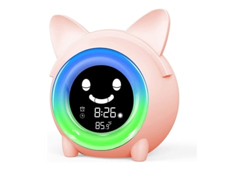 ELKUAIE Reloj despertador para dormitorio de niños, reloj despertador de entrenamiento para dormir para niños pequeños con luz nocturna de 5 colore...