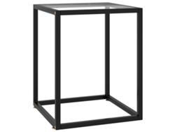 Mesa de Centro de Apoyo 40X40X50 Cm Negro con Vidrio Templado
