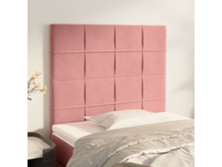 Cabeceros 2 Unidades De Terciopelo Rosa 90x5x78/88 Cm